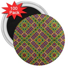 Multicolor Geometric Ethnic Seamless Pattern 3  Button Magnet (100 Pack) by dflcprints