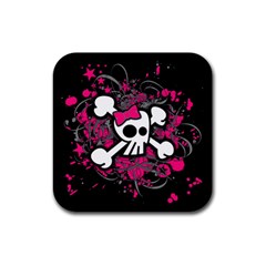 Girly Skull And Crossbones Drink Coaster (square) by ArtistRoseanneJones