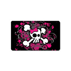 Girly Skull And Crossbones Magnet (name Card) by ArtistRoseanneJones