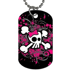 Girly Skull And Crossbones Dog Tag (one Sided) by ArtistRoseanneJones