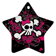 Girly Skull And Crossbones Star Ornament (two Sides) by ArtistRoseanneJones