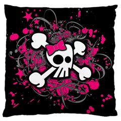 Girly Skull And Crossbones Large Cushion Case (two Sided)  by ArtistRoseanneJones