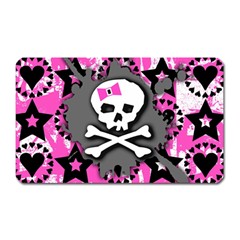 Pink Bow Skull Magnet (rectangular) by ArtistRoseanneJones