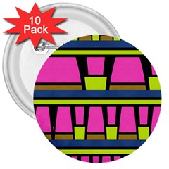 Trapeze And Stripes 3  Button (10 Pack) by LalyLauraFLM