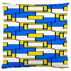 Yellow Blue White Shapes Pattern Large Cushion Case (two Sides) by LalyLauraFLM