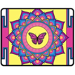 Butterfly Mandala Fleece Blanket (medium)  by GalacticMantra