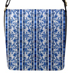 Chinoiserie Striped Floral Print Flap Messenger Bag (s) by dflcprints