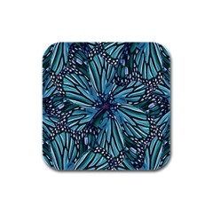 Modern Floral Collage Pattern Rubber Square Coaster (4 Pack) 