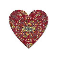 Oriental Floral Print Heart Magnet by dflcprints