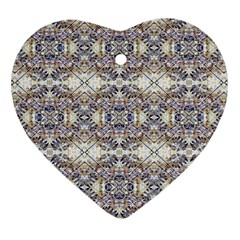 Oriental Geometric Floral Print Heart Ornament (2 Sides) by dflcprints