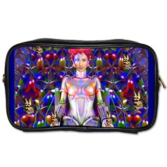 Robot Butterfly Toiletries Bags 2-side by icarusismartdesigns