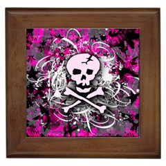 Pink Skull Splatter Framed Tiles by ArtistRoseanneJones