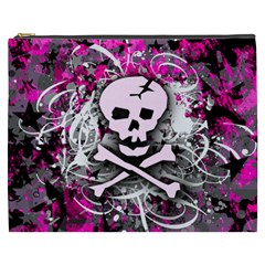 Pink Skull Splatter Cosmetic Bag (xxxl)  by ArtistRoseanneJones