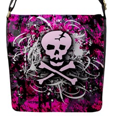 Pink Skull Splatter Flap Messenger Bag (s)