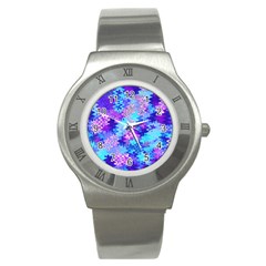 Blue And Purple Marble Waves Stainless Steel Watches by KirstenStar