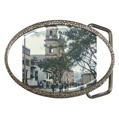 Cathedral At Historic Center Of Bogota Colombia Edited Belt Buckles by dflcprints
