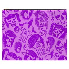 Purple Skull Sketches Cosmetic Bag (xxxl)  by ArtistRoseanneJones