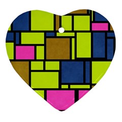 Squares And Rectangles Ornament (heart) by LalyLauraFLM