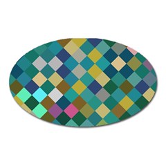 Rhombus Pattern In Retro Colors Magnet (oval) by LalyLauraFLM