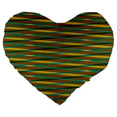 Diagonal Stripes Pattern Large 19  Premium Heart Shape Cushion by LalyLauraFLM