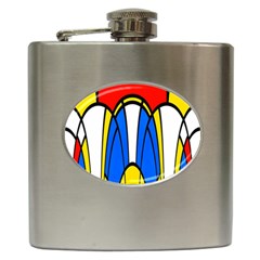 Colorful Distorted Shapes Hip Flask (6 Oz) by LalyLauraFLM