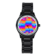 Psychedelic Rainbow Heat Waves Stainless Steel Round Watches