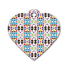 Colorful Dots Pattern Dog Tag Heart (two Sides) by LalyLauraFLM