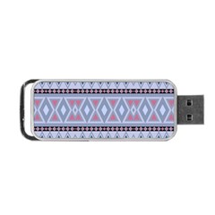 Fancy Tribal Border Pattern Blue Portable Usb Flash (two Sides) by ImpressiveMoments