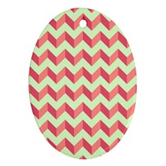 Modern Retro Chevron Patchwork Pattern Oval Ornament (two Sides) by GardenOfOphir