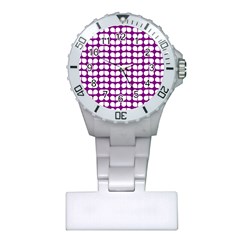 Purple And White Leaf Pattern Nurses Watches by GardenOfOphir