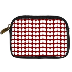 Red And White Leaf Pattern Digital Camera Cases by GardenOfOphir