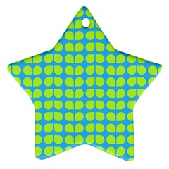 Blue Lime Leaf Pattern Star Ornament (two Sides)  by GardenOfOphir