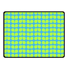 Blue Lime Leaf Pattern Double Sided Fleece Blanket (small)  by GardenOfOphir