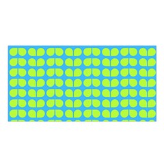 Blue Lime Leaf Pattern Satin Shawl by GardenOfOphir