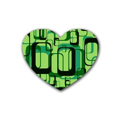 Retro Pattern 1971 Green Rubber Coaster (heart)  by ImpressiveMoments
