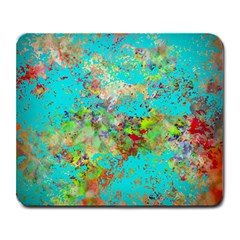 Abstract Garden In Aqua Large Mousepads by digitaldivadesigns