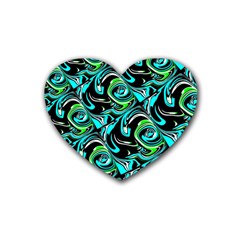 Bright Aqua, Black, And Green Design Heart Coaster (4 Pack)  by digitaldivadesigns
