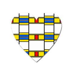 Colorful Squares And Rectangles Pattern Magnet (heart) by LalyLauraFLM