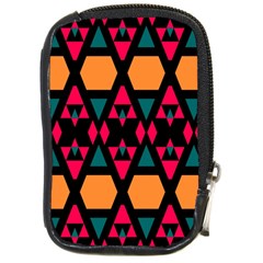 Rhombus And Other Shapes Pattern Compact Camera Leather Case by LalyLauraFLM