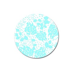 Floral Wallpaper Aqua Magnet 3  (round) by ImpressiveMoments