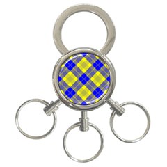 Smart Plaid Blue Yellow 3-ring Key Chains by ImpressiveMoments
