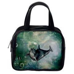 Funny Dswimming Dolphin Classic Handbags (one Side)