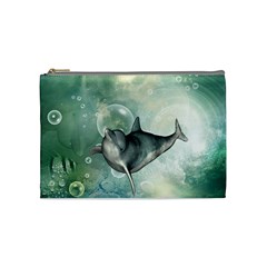 Funny Dswimming Dolphin Cosmetic Bag (medium) 