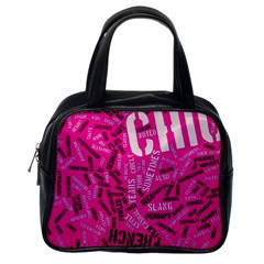 Hot Pink Chic Typography  Classic Handbags (one Side)