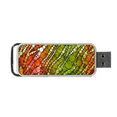 Orange Green Zebra Bling Pattern  Portable Usb Flash (two Sides) by OCDesignss