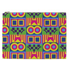 Colorful Shapes In Rhombus Pattern Cosmetic Bag (xxl) by LalyLauraFLM