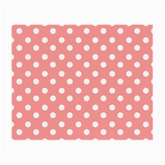 Coral And White Polka Dots Small Glasses Cloth by GardenOfOphir