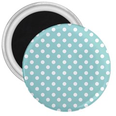 Blue And White Polka Dots 3  Magnets by GardenOfOphir