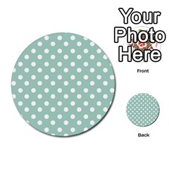 Light Blue And White Polka Dots Multi-purpose Cards (round) 