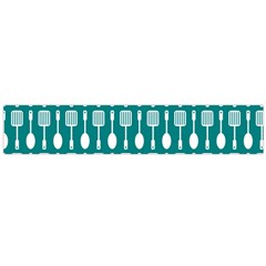 Teal And White Spatula Spoon Pattern Flano Scarf (large)  by GardenOfOphir